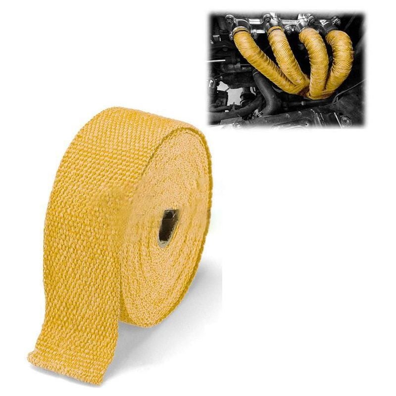 foto del prodotto nastro termico fibra di vetro protezione calore collettore scarico marmitta 50mm x 1,5mt colore giallo