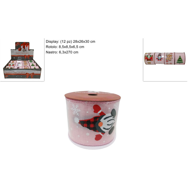 foto del prodotto nastro tessuto dimensione 6.3cmx270cm rosa assortito 1 pezzo, invio casuale 