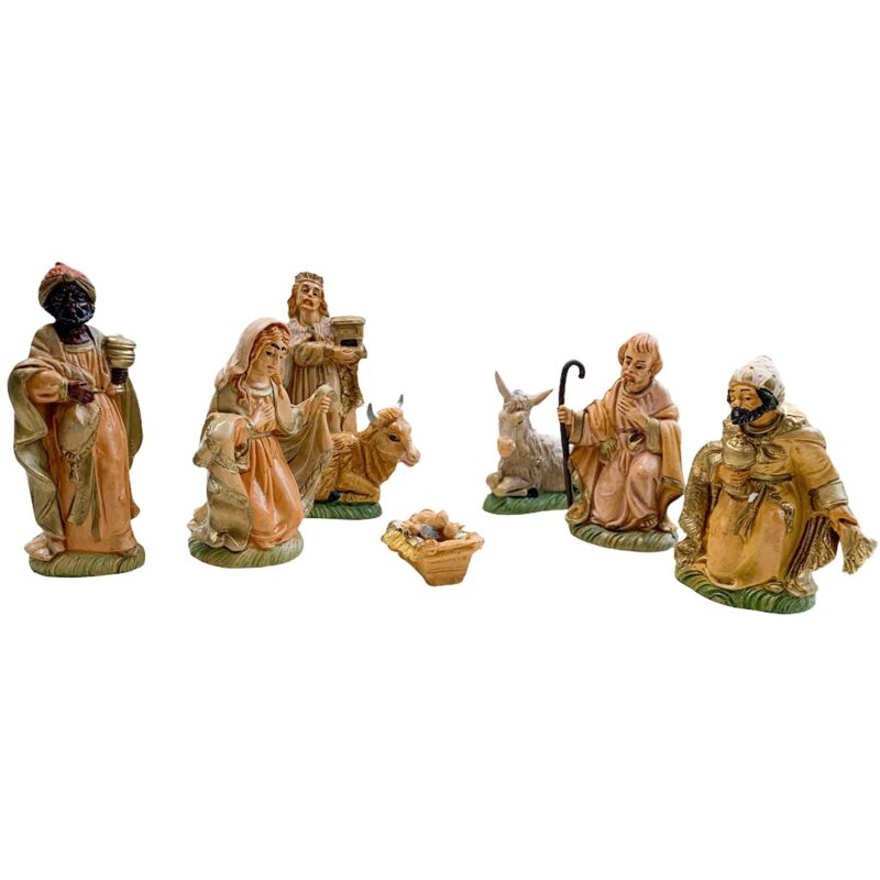 foto del prodotto nativit completa per presepe natalizio con re magi, 8 pezzi h 10 cm