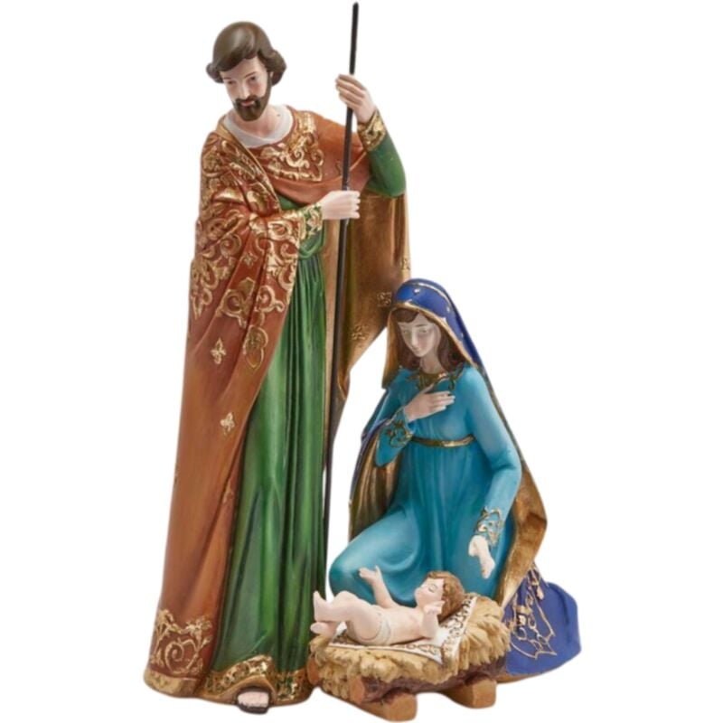 foto del prodotto nativit poly con base e vestiti in ceramica per presepe natalizio da 40 cm