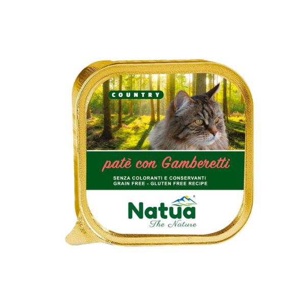 foto del prodotto natua country cat adult patè grain free 100 gr - gamberetti - confezione da 34 pezzi - cibo umido per gatti - 1 ordine scegli lo sconto bzr5 bzr20 200 punti fedeltà