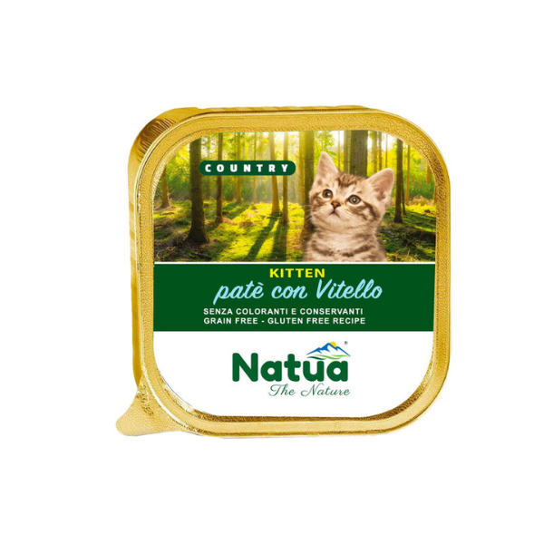 foto del prodotto natua country cat kitten patè grain free 100 gr - vitello - confezione da 34 pezzi - 1 ordine scegli lo sconto bzr5 bzr20 200 punti fedeltà