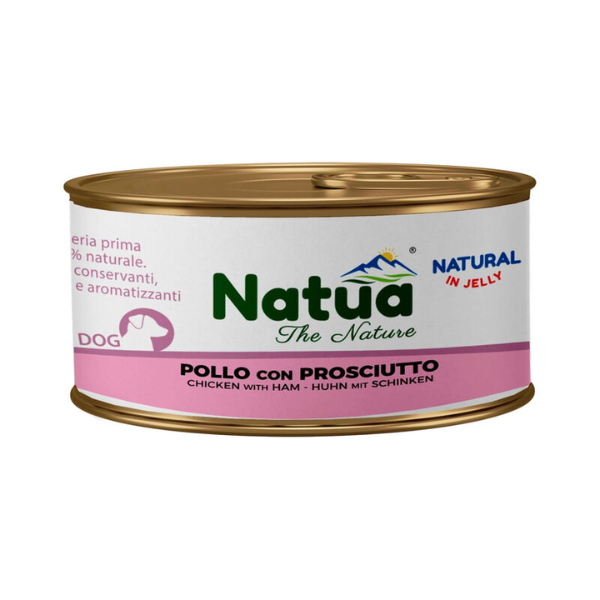 foto del prodotto natua natural dog adult in jelly cottura al vapore 150 gr pollo e prosciutto confezione da 24 pezzi cibo umido per gatti 1 ordine scegli lo sconto bzr5 bzr20 200 punti fedelt 