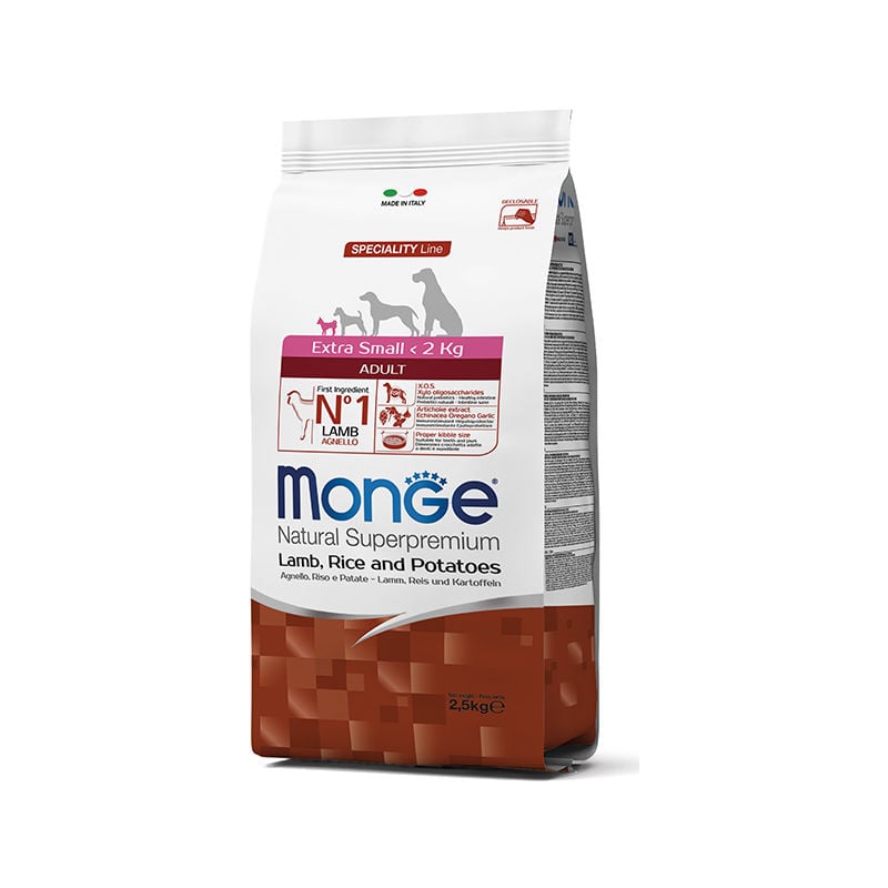 foto del prodotto natural cane taglia extra piccola, crocchette agnello riso e patate 800gr monge