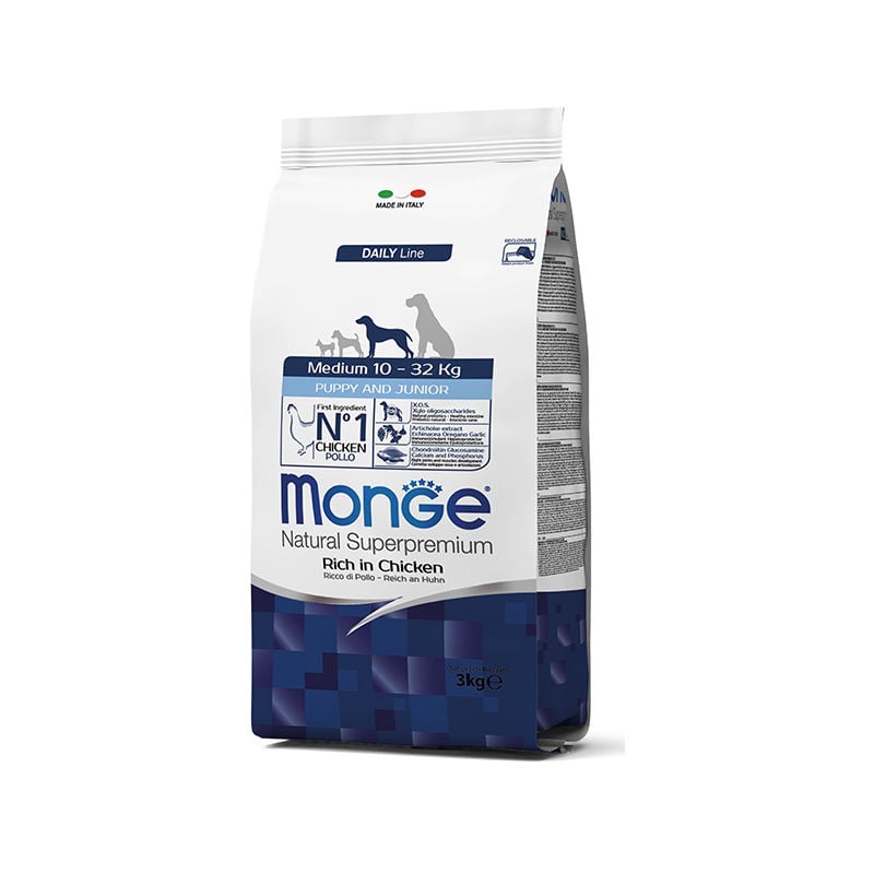 foto del prodotto natural cane taglia media, crocchette cucciolo, pollo 3kg monge