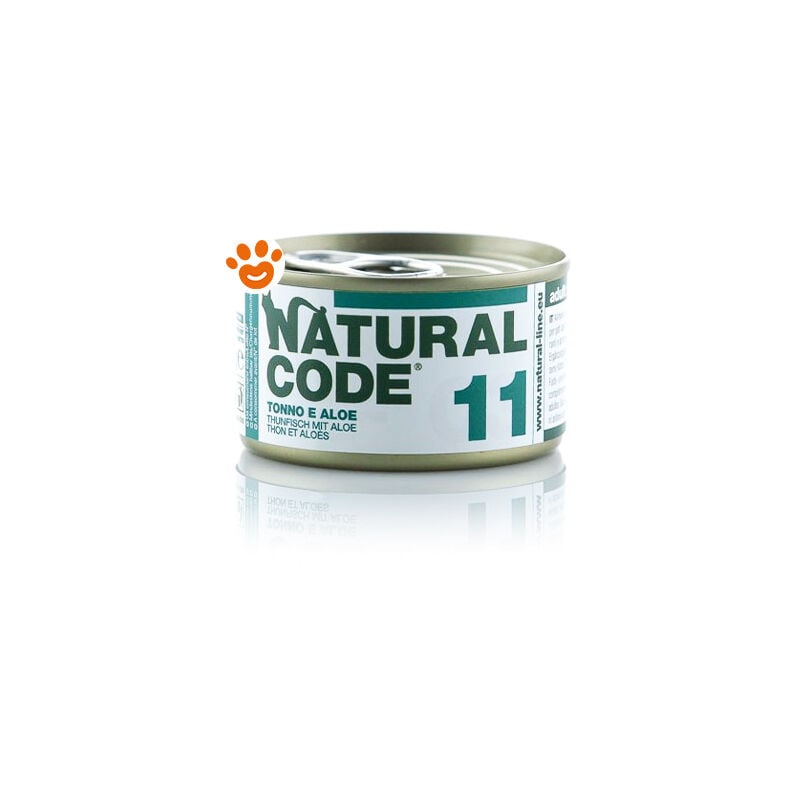 foto del prodotto natural code 11 cat adult al tonno e aloe 11 cat adult al tonno e aloe lattina da 85 gr