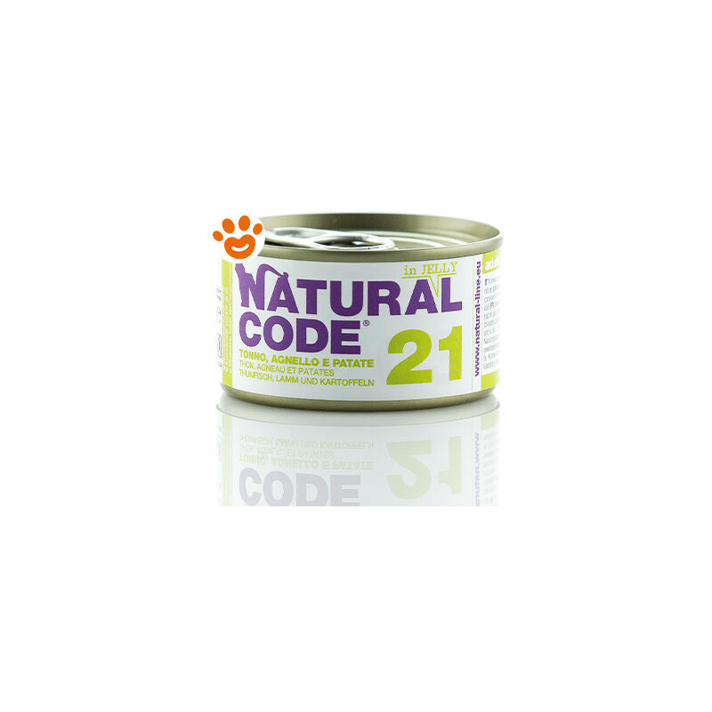foto del prodotto natural code 21 cat adult al tonno, agnello e patate in jelly 21 cat adult al tonno, agnello e patate in jelly lattina da 85 gr