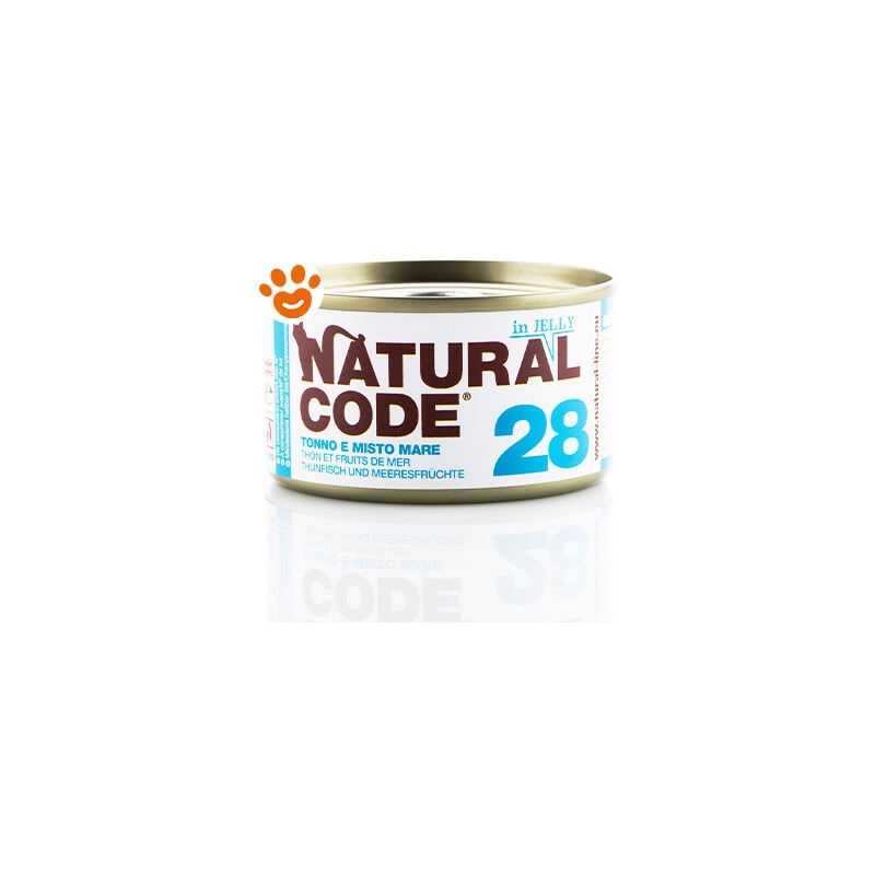 foto del prodotto natural code 28 cat adult al tonno e misto mare in jelly natural code 28 cat adult al tonno e misto mare in jelly lattina da 85 gr