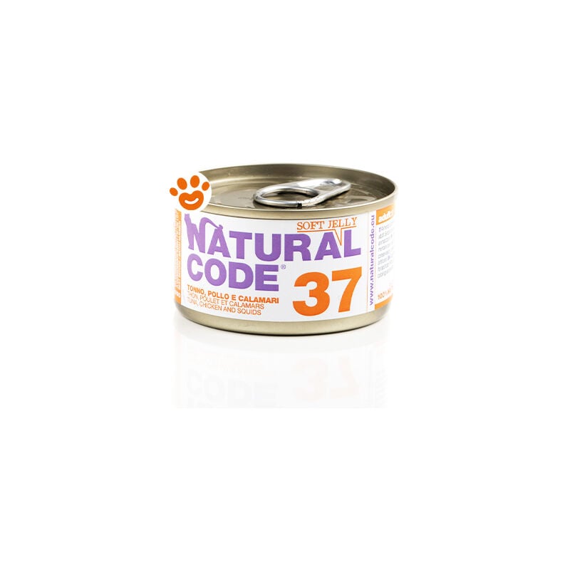 foto del prodotto natural code 37 cat adult al tonno, pollo e calamari in jelly 37 cat adult al tonno, pollo e calamari in jelly lattina da 85 gr