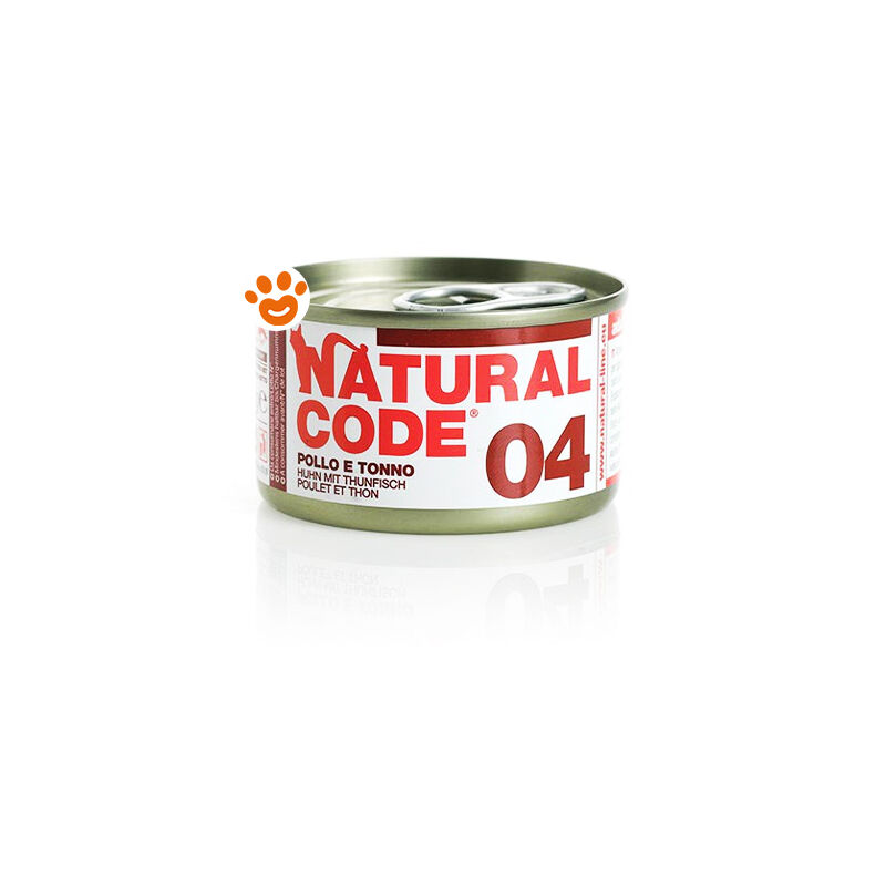 foto del prodotto natural code 4 cat adult al pollo e tonno 4 cat adult al pollo e tonno lattina da 85 gr