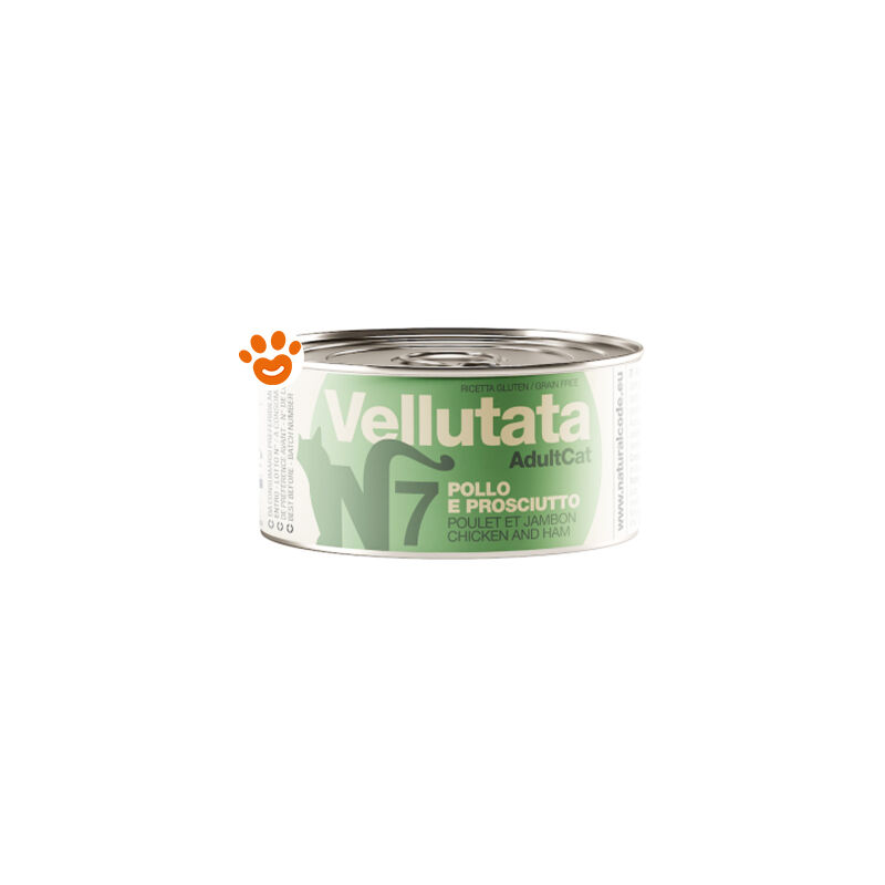 foto del prodotto natural code cat vellutata adult pollo e prosciutto code v07 natural code cat vellutata adult pollo e prosciutto code v07 lattina da 85 gr