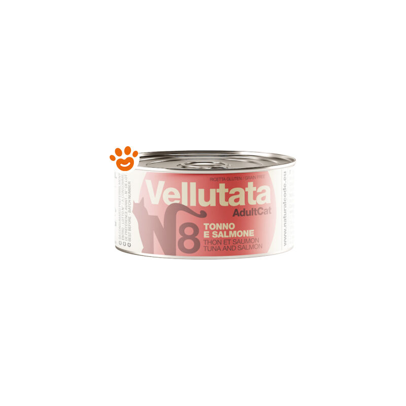 foto del prodotto natural code cat vellutata adult tonno e salmone code v08 - natural code cat vellutata adult tonno e salmone code v08 - lattina da 85 gr