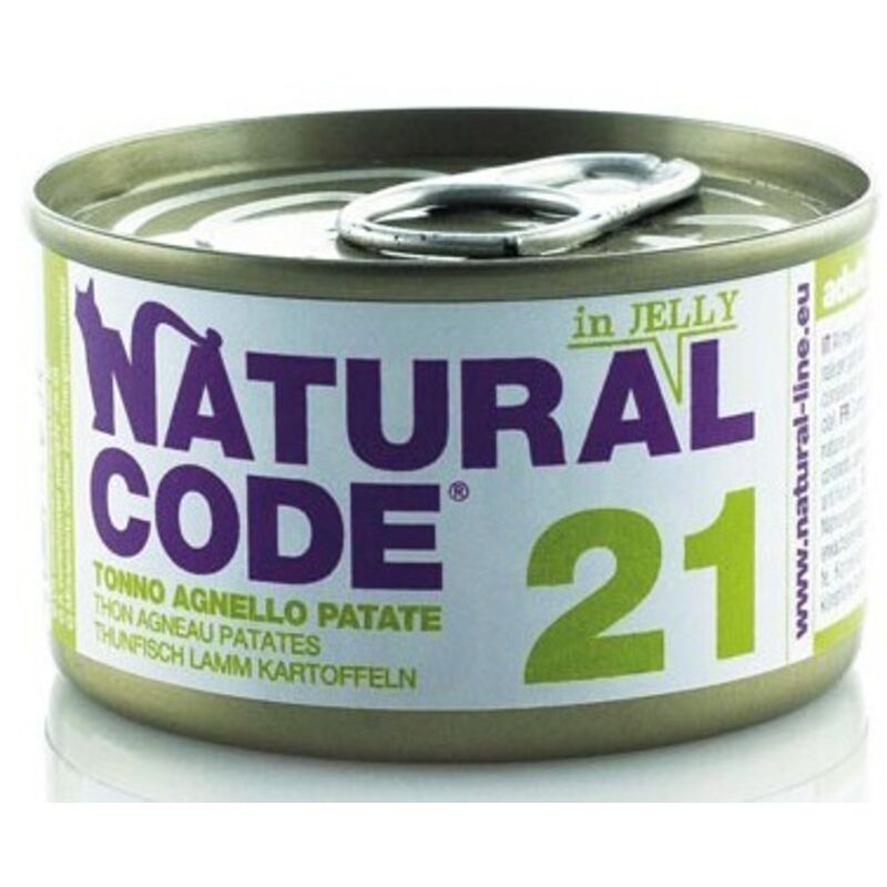 foto del prodotto natural code - gatto adulto, in lattina 85gr 21 tonno agnello e patate in jelly