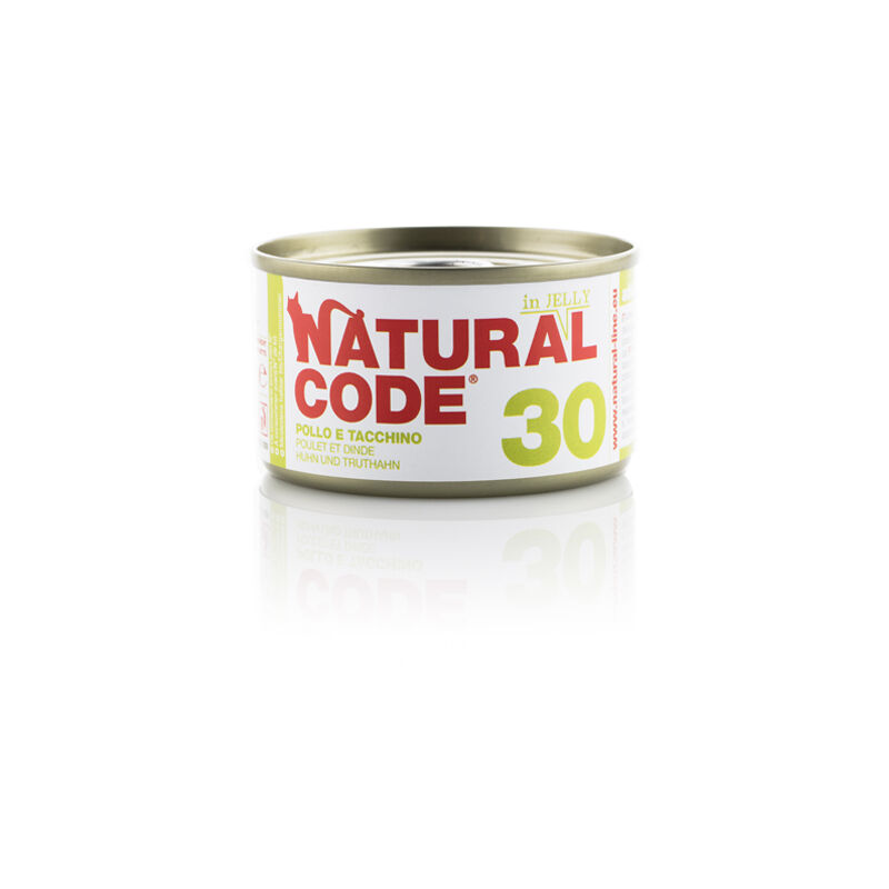 foto del prodotto natural code gatto adulto, in lattina 85gr 30 pollo e tacchino in jelly