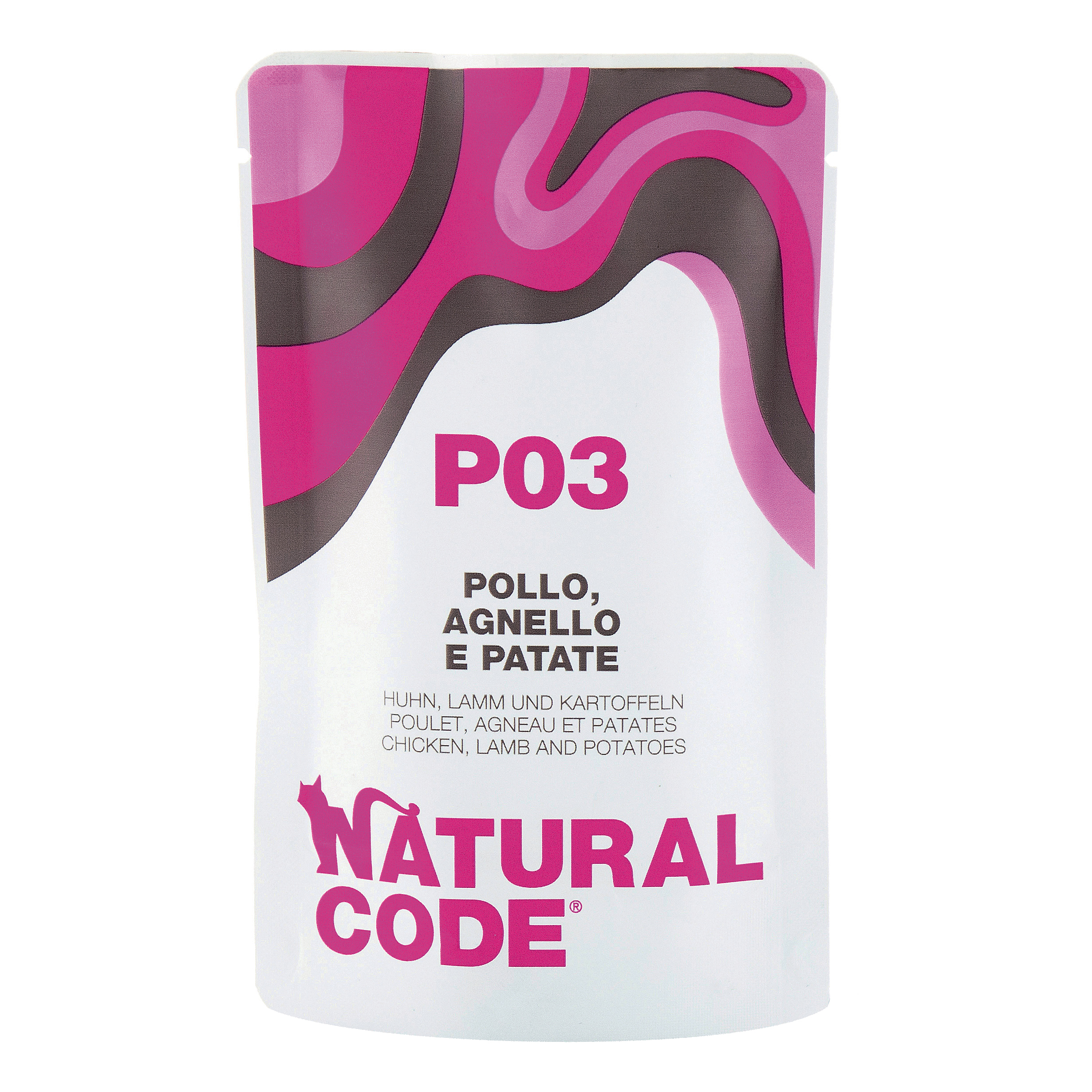 foto del prodotto natural code gatto busta p03 adulto pollo, agnello amp patate 70 gr