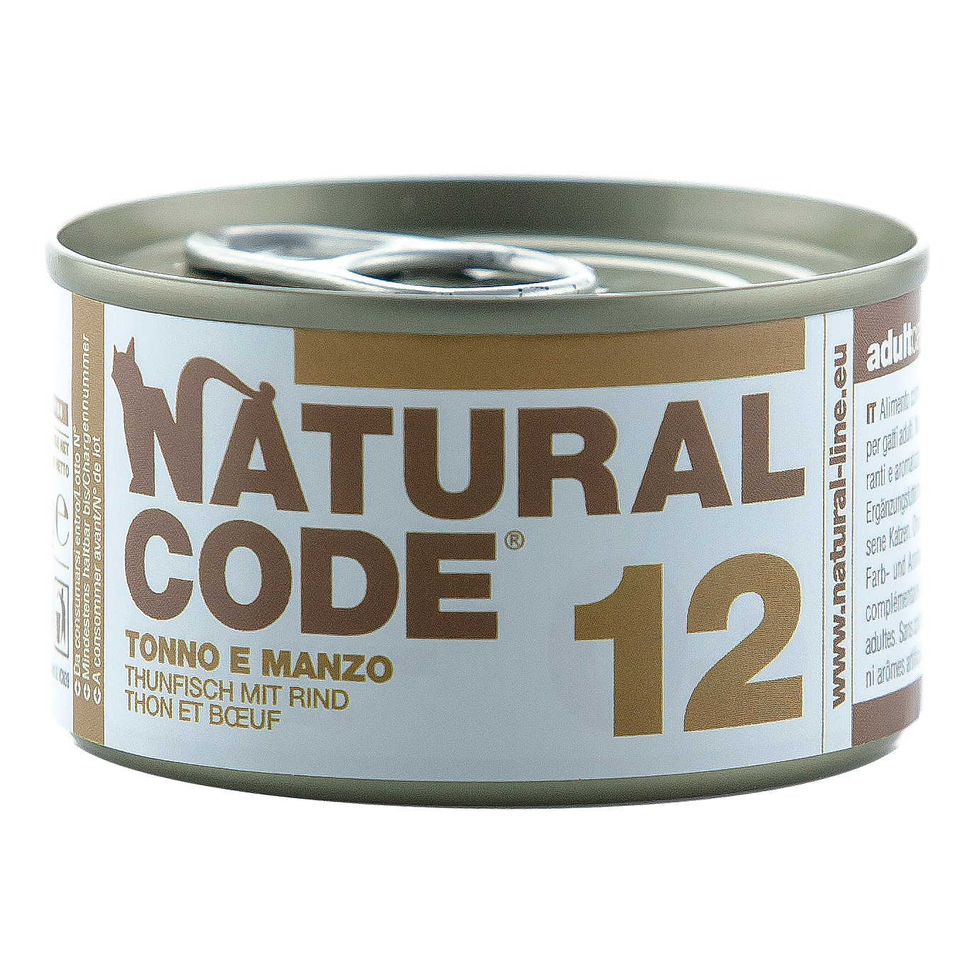 foto del prodotto natural code gatto lattina (12) adulto tonno amp manzo 85 gr