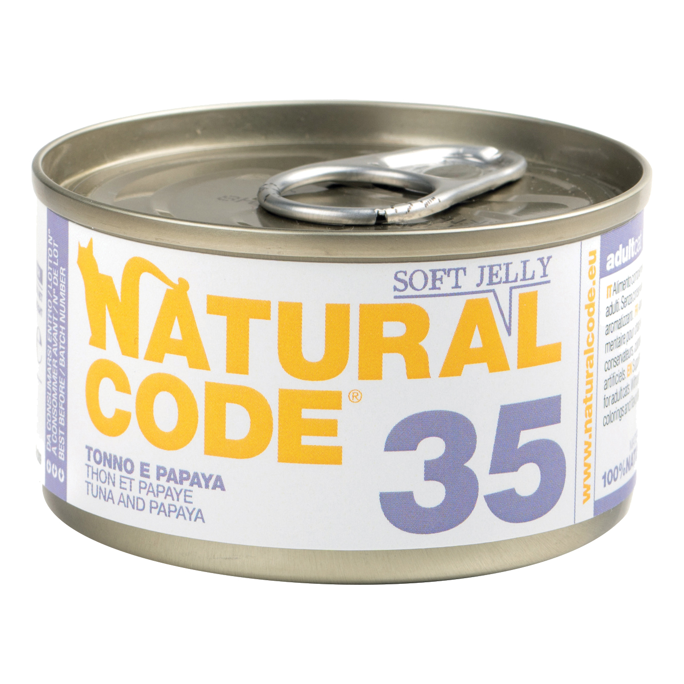 foto del prodotto natural code gatto lattina 35 adulto tonno amp papaya 85 gr