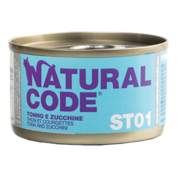 foto del prodotto natural code gatto lattina st01 adulto sterilizzato tonno amp zucchine 85 gr