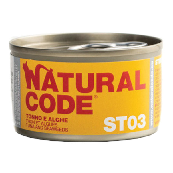 foto del prodotto natural code gatto lattina st03 adulto sterilizzato tonno amp alghe 85 gr