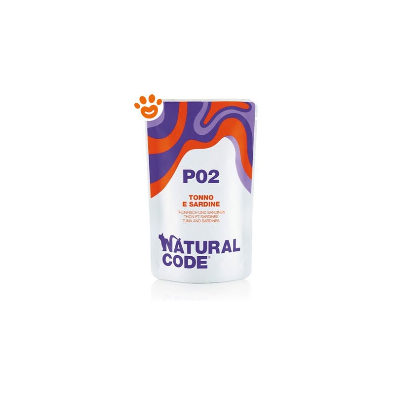 foto del prodotto natural code p02 cat adult al tonno e sardine natural code p02 cat adult al tonno e sardine bustina da 70 gr
