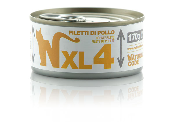 foto del prodotto natural code xl 170 gr - 04 - filetti di pollo - confezione da 24 pezzi - cibo umido per gatti - 1 ordine scegli lo sconto bzr5 bzr20 200 punti fedeltà