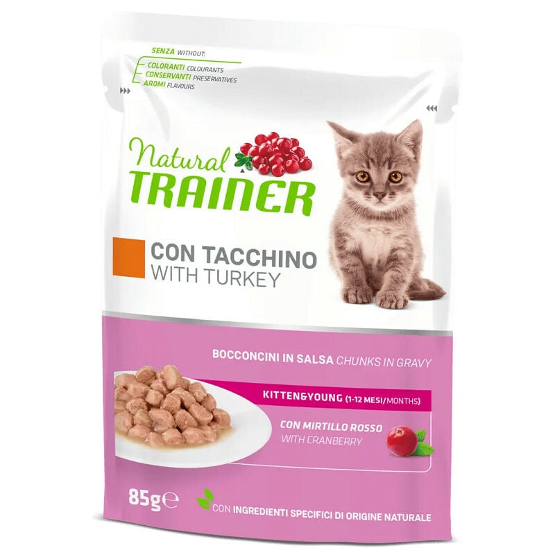 foto del prodotto natural per gatti kitten con tacchino da 85 gr trainer