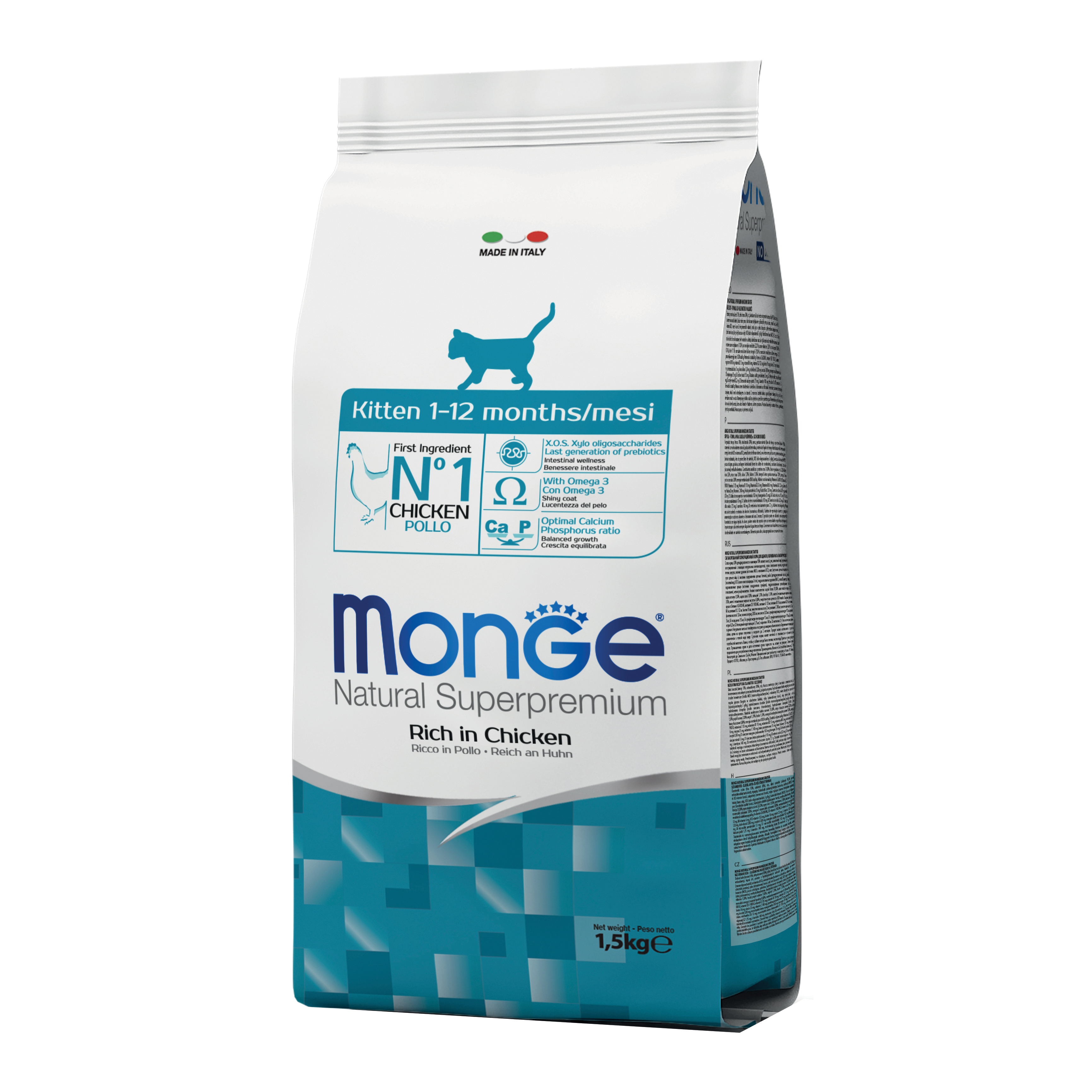 foto del prodotto natural superpremium per gatto kitten ricco di pollo da 1,5 monge