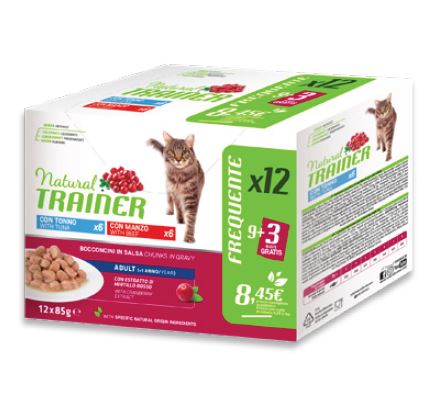 foto del prodotto natural trainer adult 12 x 85 g alimento umido per gatti mix tonno manzo