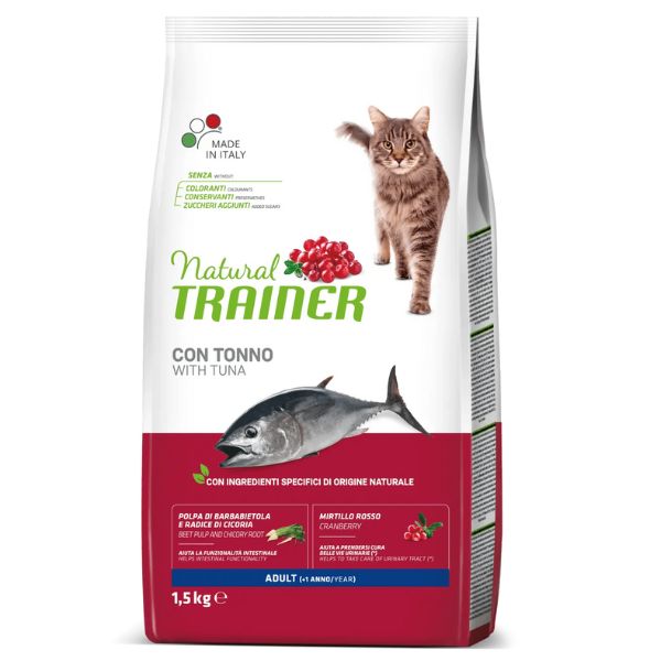 foto del prodotto natural trainer adult con tonno 1,5 kg croccantini per gatti 1 ordine scegli lo sconto bzr5 bzr20 200 punti fedelt 