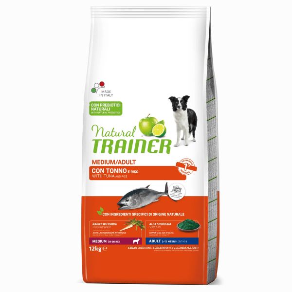 foto del prodotto natural trainer adult medium con tonno 12 kg croccantini per cani 1 ordine scegli lo sconto bzr5 bzr20 200 punti fedelt 