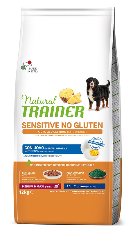 foto del prodotto natural trainer dog sensitive medium maxi uovo cereali 12 kg no gluten