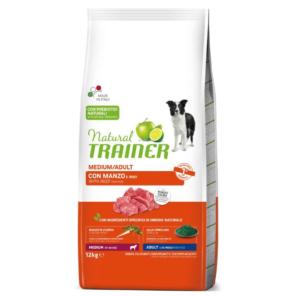 foto del prodotto natural trainer medium adult con manzo 12 kg croccantini per cani 1 ordine scegli lo sconto bzr5 bzr20 200 punti fedelt 