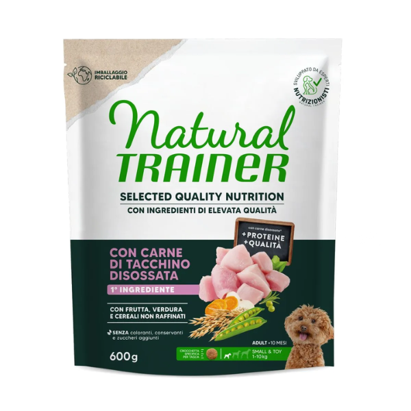 foto del prodotto natural trainer selected quality adult mini con tacchino 600 gr croccantini per cani 1 ordine scegli lo sconto bzr5 bzr20 200 punti fedelt 