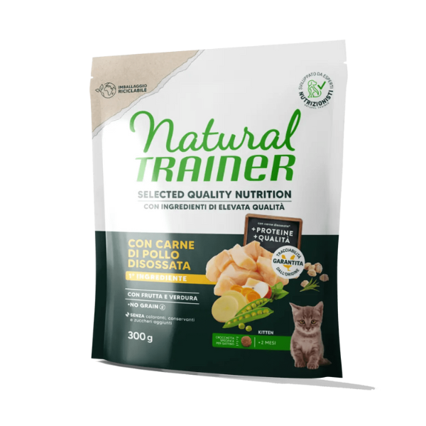 foto del prodotto natural trainer selected quality kitten grain free pollo 300 gr 1 ordine scegli lo sconto bzr5 bzr20 200 punti fedelt 