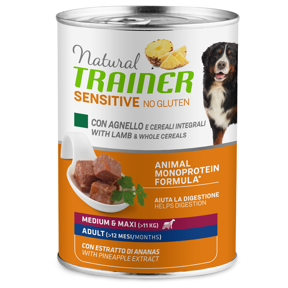 foto del prodotto natural trainer sensitive no gluten adult 1 x 400 g con agnello cereali integrali