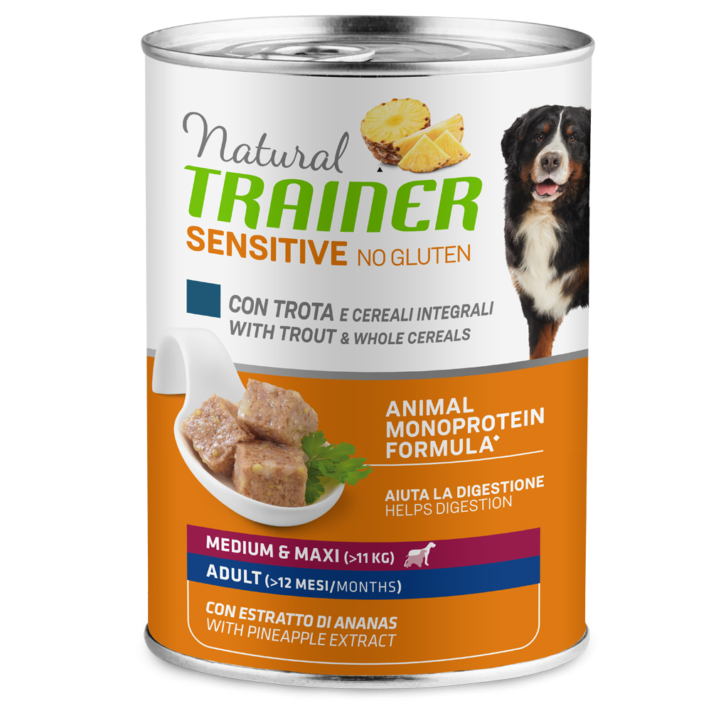 foto del prodotto natural trainer sensitive no gluten adult 1 x 400 g con trota cereali integrali