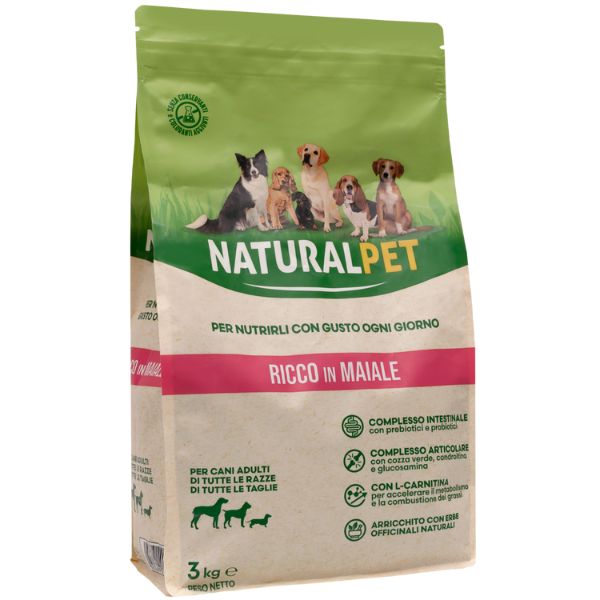 foto del prodotto naturalpet adult all breeds maiale maiale 3 kg crocchette naturali cane 1 ordine scegli lo sconto bzr5 bzr20 200 punti fedelt 