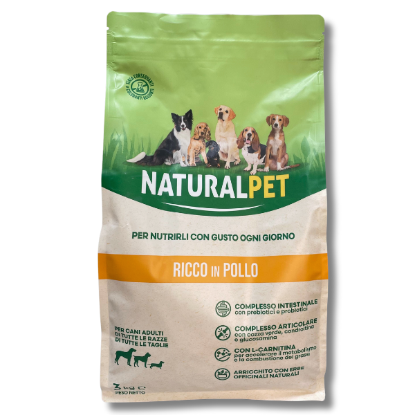 foto del prodotto naturalpet adult all breeds pollo - pollo 3 kg - crocchette naturali cane - spedizione gratis da 39€