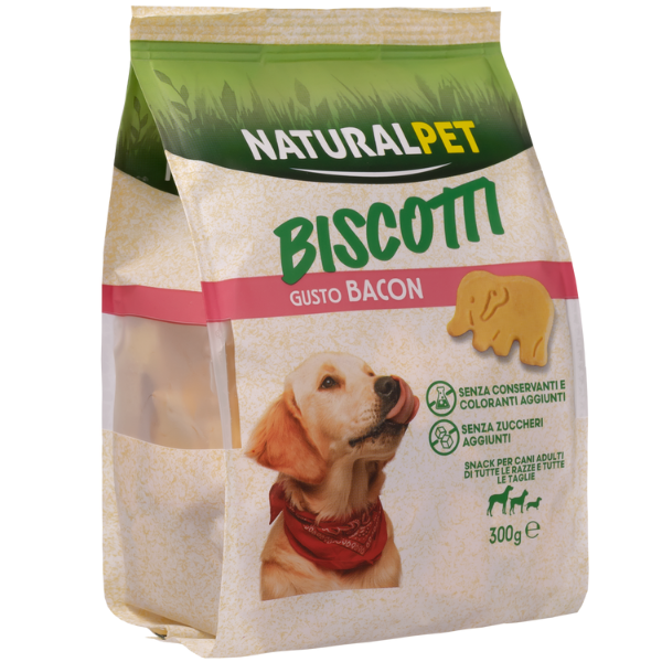 foto del prodotto naturalpet biscotti per cani all breeds formine snack 300 gr - bacon - spedizione gratis da 39€