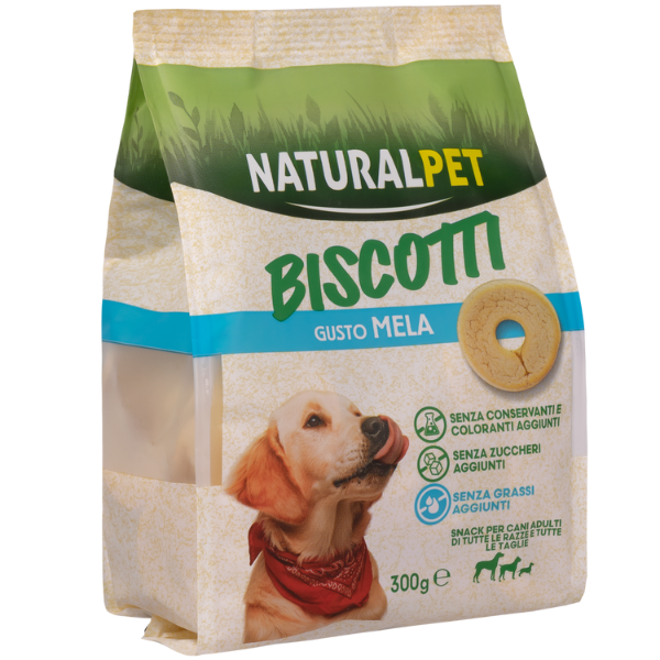 foto del prodotto naturalpet biscotti per cani all breeds formine snack 300 gr mela 1 ordine scegli lo sconto bzr5 bzr20 200 punti fedelt 
