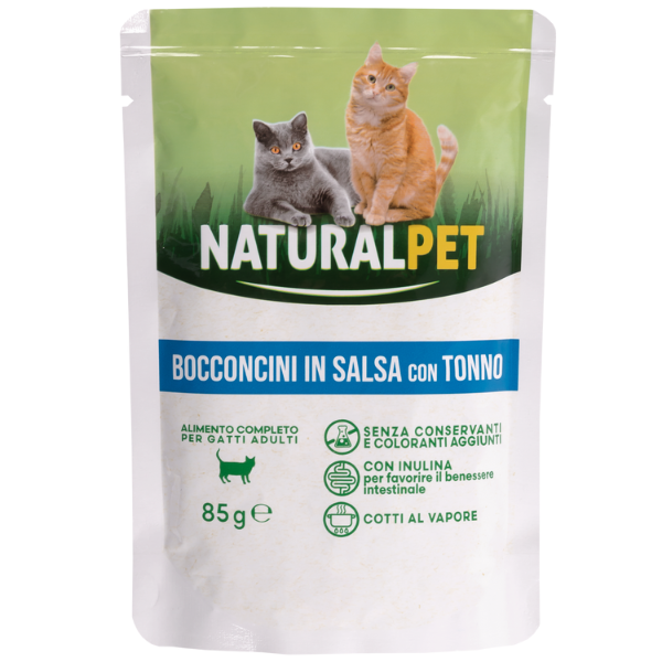 foto del prodotto naturalpet cat adult bocconcini in salsa 85 gr tonno confezione da 6 pezzi 1 ordine scegli lo sconto bzr5 bzr20 200 punti fedelt 