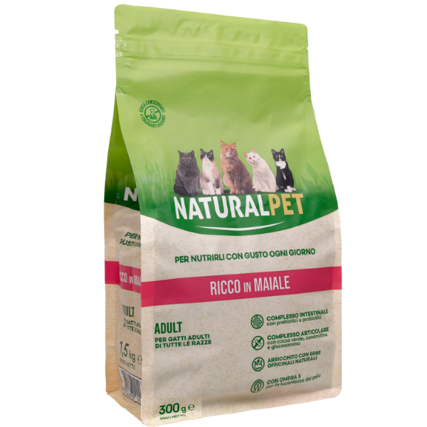 foto del prodotto naturalpet cat adult maiale 300 gr crocchette naturali cane 1 ordine scegli lo sconto bzr5 bzr20 200 punti fedelt 