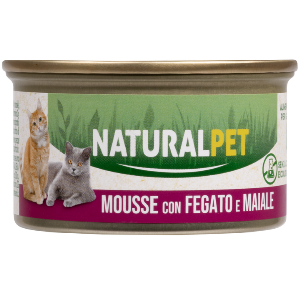 foto del prodotto naturalpet cat adult mousse 85 gr fegato e maiale 85 gr confezione da 6 pezzi 1 ordine scegli lo sconto bzr5 bzr20 200 punti fedelt 
