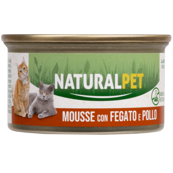 foto del prodotto naturalpet cat adult mousse 85 gr fegato e pollo 85 gr confezione da 6 pezzi 1 ordine scegli lo sconto bzr5 bzr20 200 punti fedelt 
