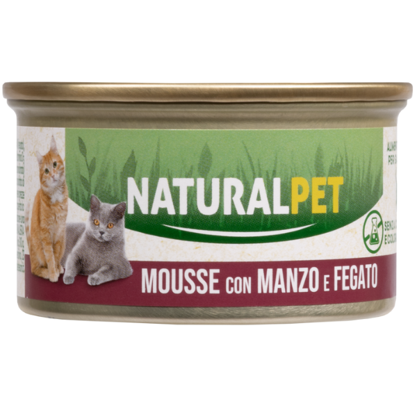 foto del prodotto naturalpet cat adult mousse 85 gr manzo e fegato 85 gr confezione da 6 pezzi 1 ordine scegli lo sconto bzr5 bzr20 200 punti fedelt 