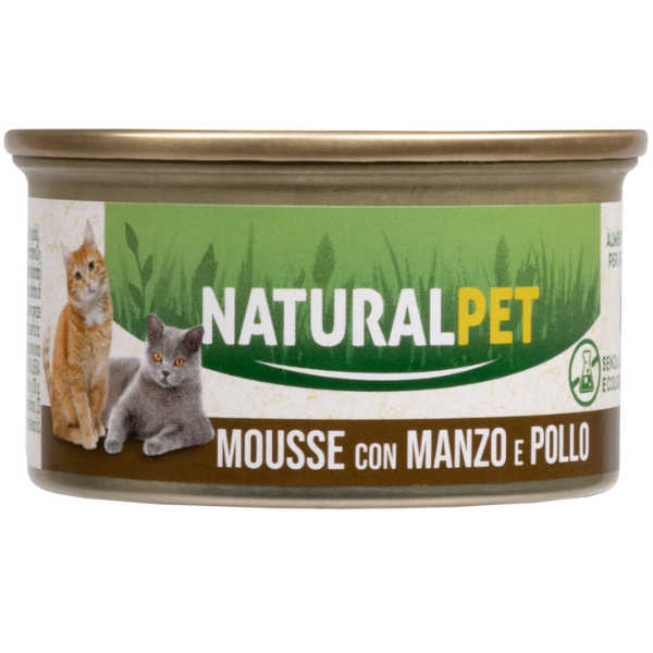 foto del prodotto naturalpet cat adult mousse 85 gr manzo e pollo 85 gr confezione da 6 pezzi 1 ordine scegli lo sconto bzr5 bzr20 200 punti fedelt 
