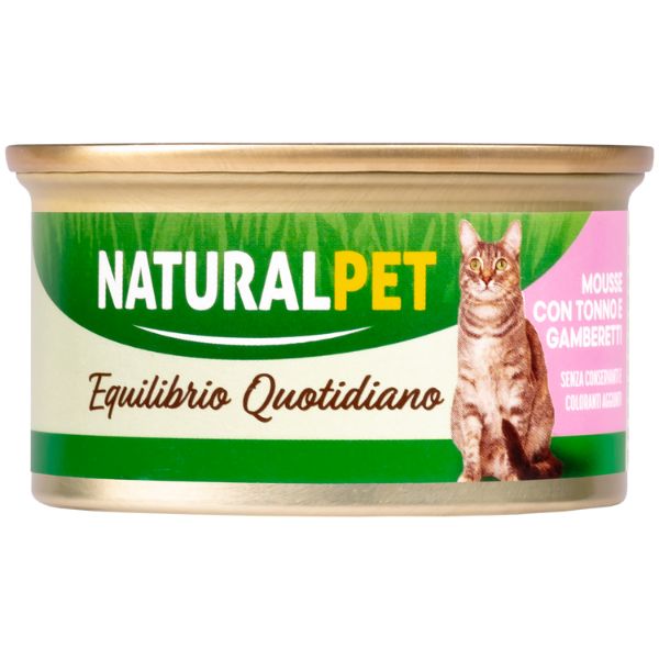 foto del prodotto naturalpet cat adult mousse 85 gr tonno e gamberetti confezione da 6 pezzi 1 ordine scegli lo sconto bzr5 bzr20 200 punti fedelt 
