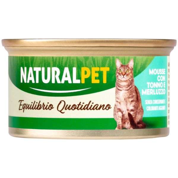foto del prodotto naturalpet cat adult mousse 85 gr tonno e merluzzo confezione da 6 pezzi 1 ordine scegli lo sconto bzr5 bzr20 200 punti fedelt 