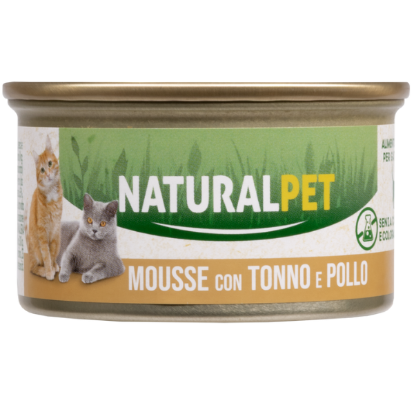 foto del prodotto naturalpet cat adult mousse 85 gr tonno e pollo 85 gr confezione da 6 pezzi 1 ordine scegli lo sconto bzr5 bzr20 200 punti fedelt 