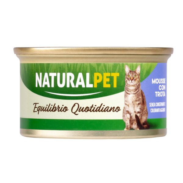 foto del prodotto naturalpet cat adult mousse 85 gr trota confezione da 6 pezzi 1 ordine scegli lo sconto bzr5 bzr20 200 punti fedelt 